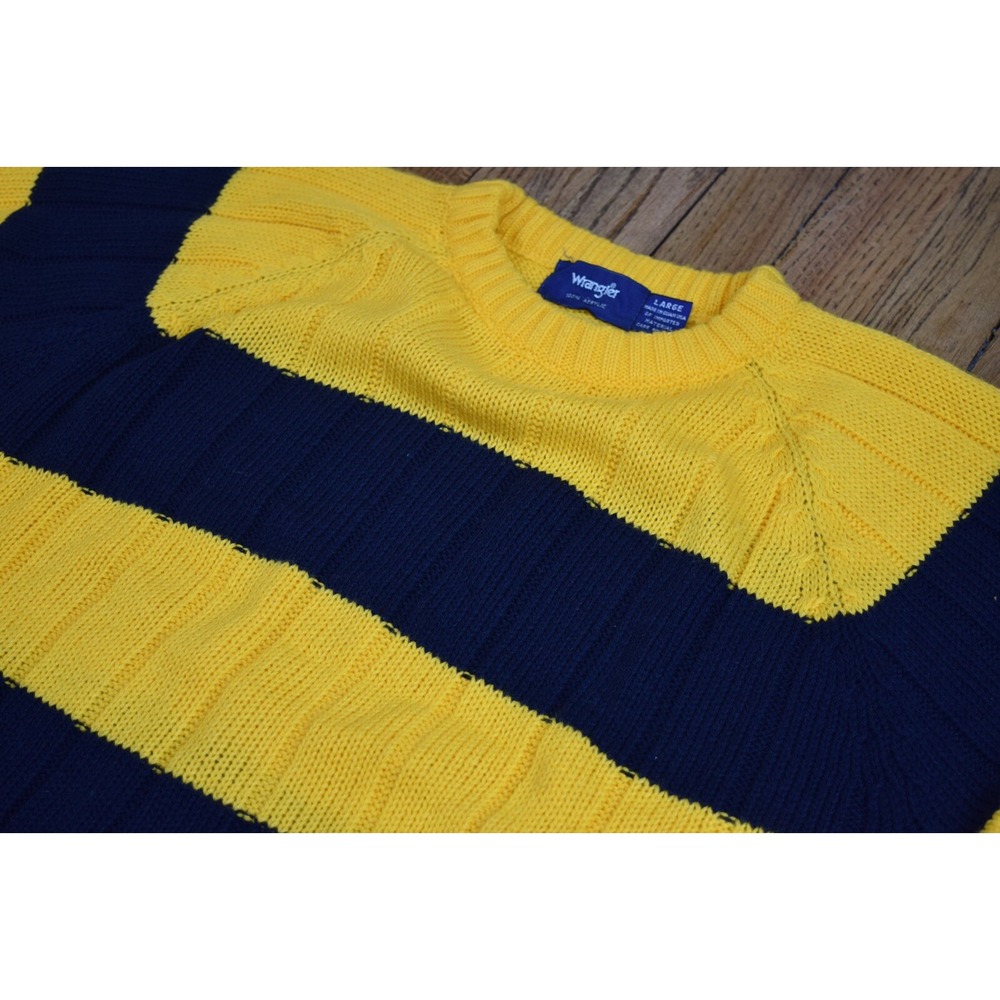 Vintage Wrangler Raglan Crew Neck Ribbed Chunky Sweater Multicolor Men's Large